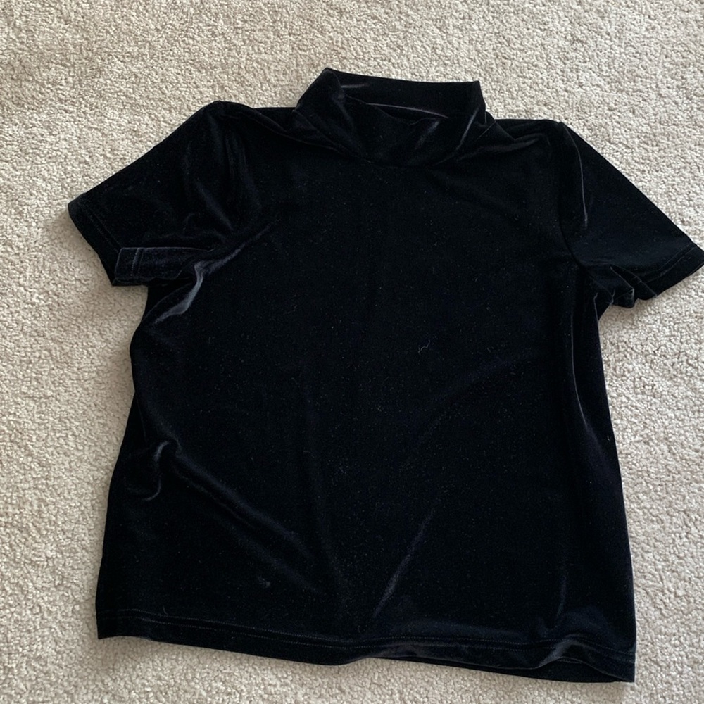 Madewell black velvet mock neck top